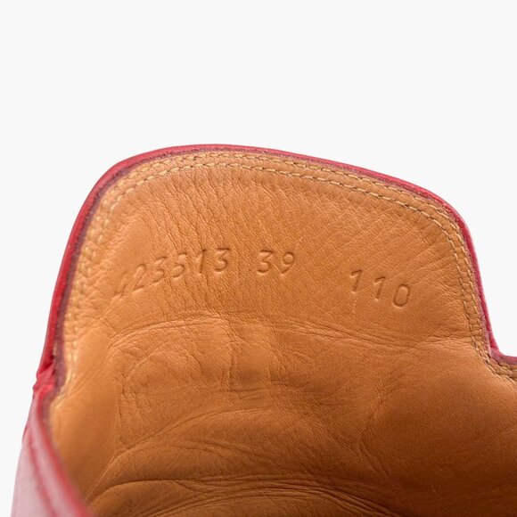 Gucci Princetown Red Leather Horsebit Loafer Mules Flat Shoes Size 39 US 9 Women - Picture 14 of 15